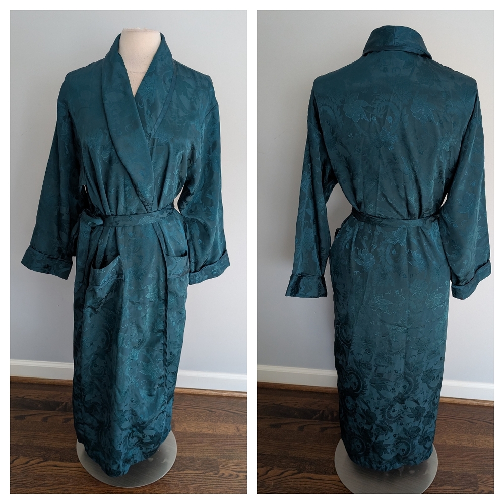 Women's Vintage Victoria's Secret Gold Label Small Emerald Green Robe Flawed